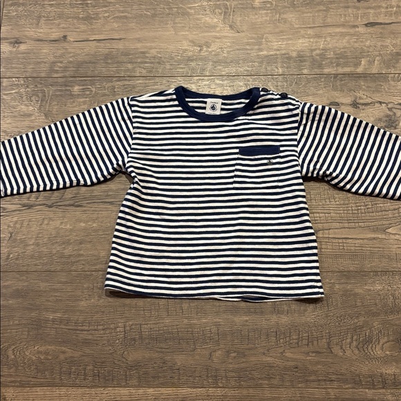 Petit Bateau Navy and White Striped Top - Picture 1 of 5